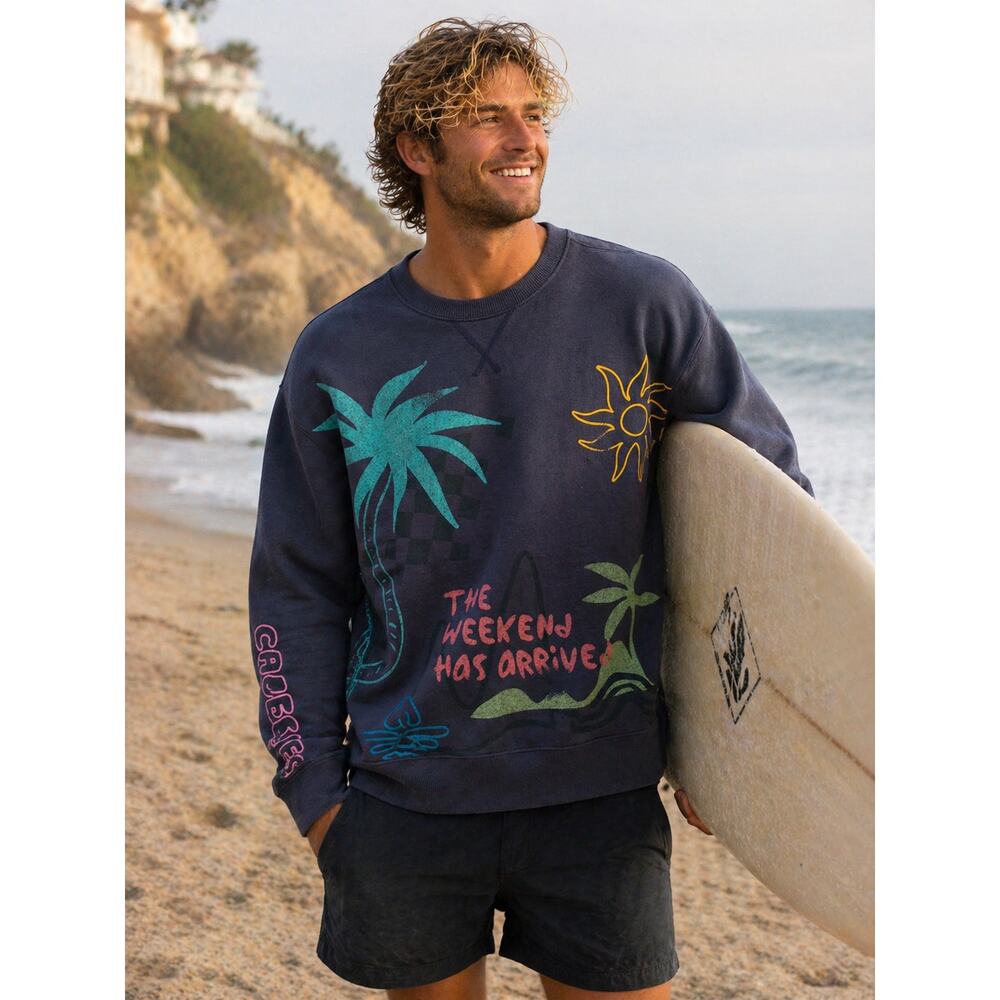 Chubbies Graphic Sweatshirt “The Weekend Has Arrived” | Size M | Surf Crewneck